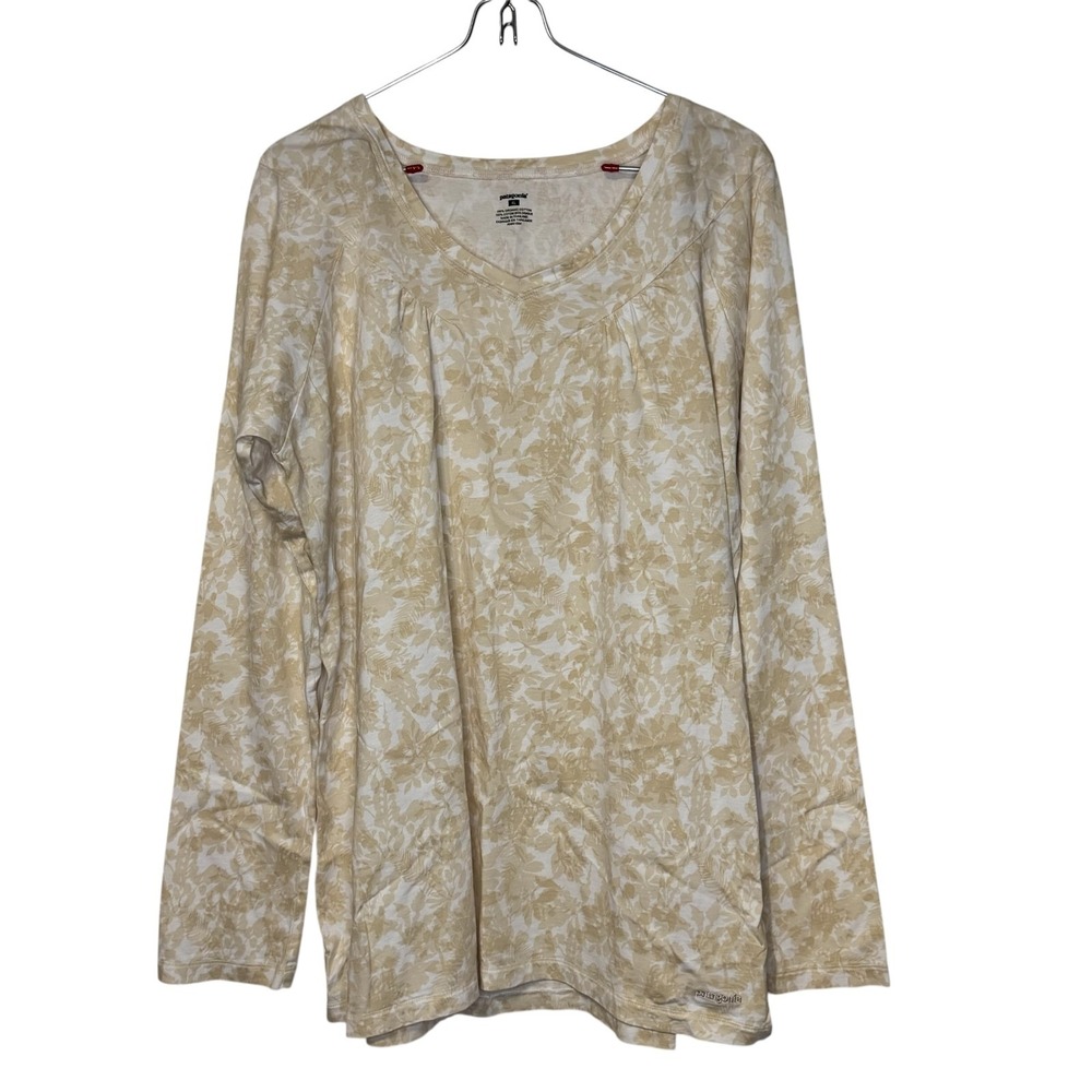 Patagonia Womens Top Organic Cotton Floral V-Neck Relaxed Naturecore Pullover XL